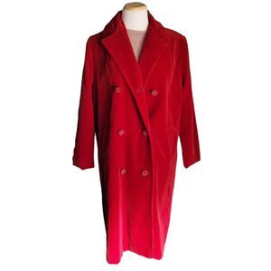 Vintage 77 Originals 2nd Coat Red Velvet Mid Length Button Down Winter Coat